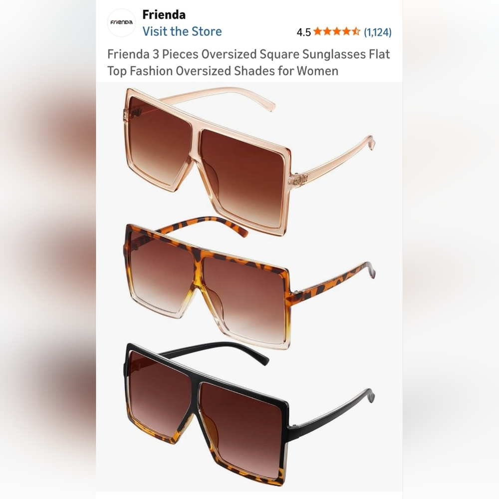 Oversized Square Sunglasses Set for Women - Black, Brown, Tan... Brand New...